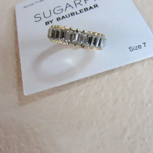 SUGARFIX by BaubleBar Baguette Crystal Statement Ring Size 7 - Picture 2 of 3